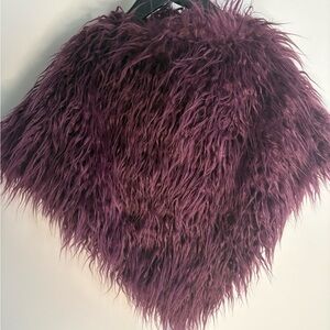 Donna Salyers’ Fabulous-Furs Plum Faux Fur Poncho Cape – Size Small